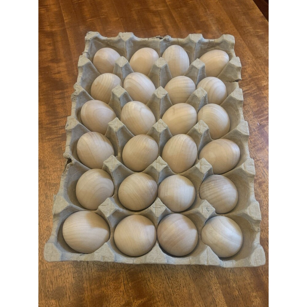Wooden Large Eggs In Carton  24ct